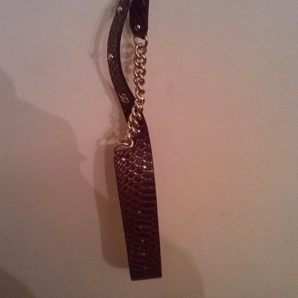 Dolce & Gabbana leather brown belt crocodile belt brass buckle SZ 38 made italy - Picture 11 of 12